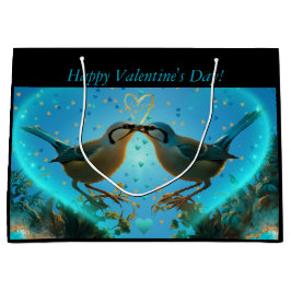 Sacola Para Presentes Grande Pássaros do namorados Amor