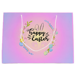 Sacola Para Presentes Grande Pastel Bonito do Contorno do felz pascoa