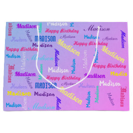 Sacola Para Presentes Grande Pastel de Feliz Aniversário da Garota