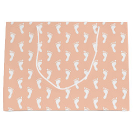 SACOLA PARA PRESENTES GRANDE PASTEL PEACH ORANGE LINHAS DE BEBÊ