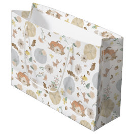 Sacola Para Presentes Grande Pastel Pumpkin Fall Floral Gift Bag