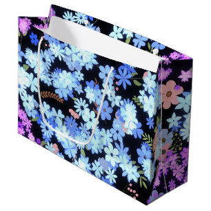 Sacola Para Presentes Grande pastel shades padrão floral Black BG