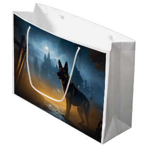 Sacola Para Presentes Grande Pastor Alemão de Halloween Assustador