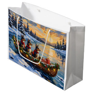 Sacola Para Presentes Grande Pastor da Anatólia Barco de Natal Feriado