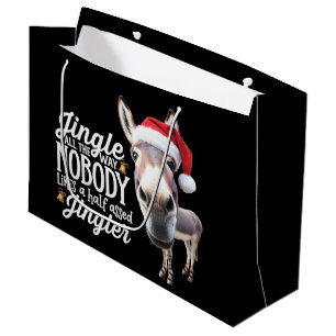 Sacola Para Presentes Grande Pastoreio de Natal Engraçado Amantes de Burro Féri