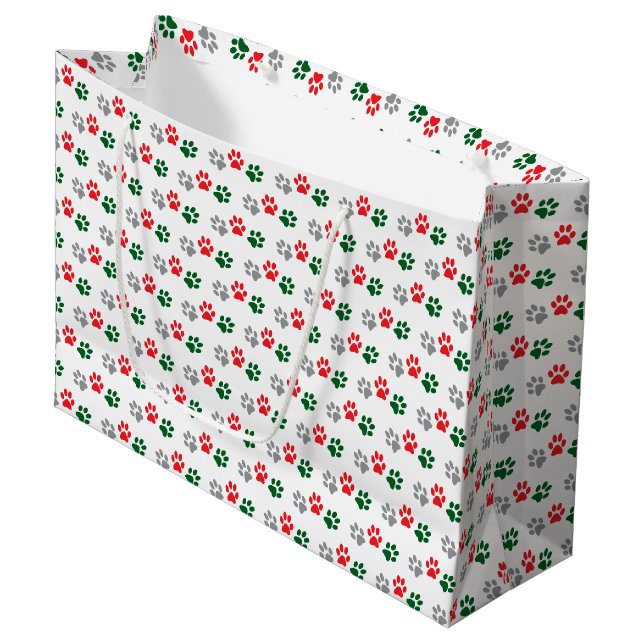 Sacola Para Presentes Grande Patas de Natal (Frente inclinada)