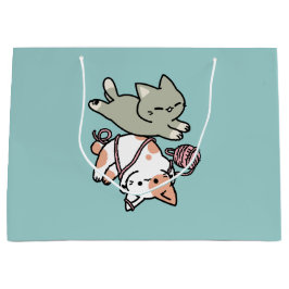 Sacola Para Presentes Grande Patas e Diversão – Ilustração Adorável de Gato