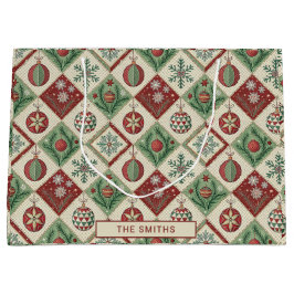 Sacola Para Presentes Grande Patchwork do Vintage com Filtragem de Natal Person