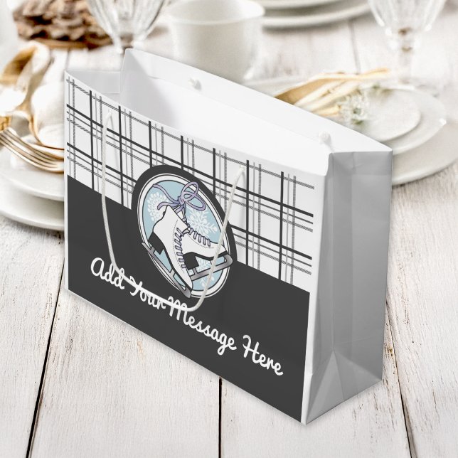 Sacola Para Presentes Grande Patinação Moderna De Gelo Tartan (Criador carregado)