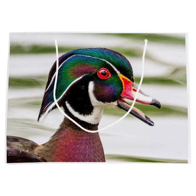 Sacola Para Presentes Grande Pato de Madeira (Frente)