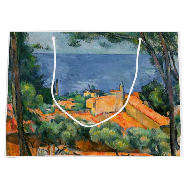 Sacola Para Presentes Grande Paul Cezanne - Estaque com Telhados Vermelhos (Frente)