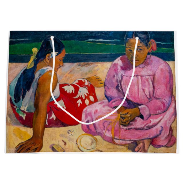 Sacola Para Presentes Grande Paul Gauguin - Mulheres taitianas na praia (Frente)