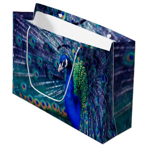 Sacola Para Presentes Grande Pavão azul