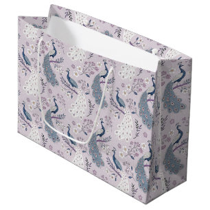 Sacola Para Presentes Grande Pavão Elegante Floral Vintage (10)