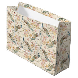 Sacola Para Presentes Grande Pavão Elegante Floral Vintage (11)