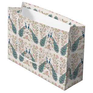 Sacola Para Presentes Grande Pavão Elegante Floral Vintage (5)
