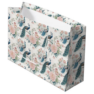 Sacola Para Presentes Grande Pavão Elegante Floral Vintage (8)