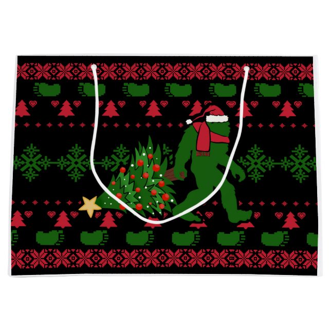 Sacola Para Presentes Grande Pé-grande sobre fundo de malha (Frente)