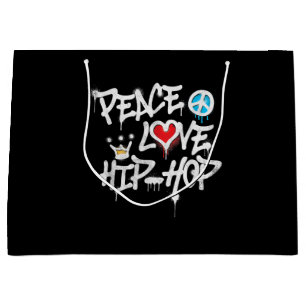 Sacola Para Presentes Grande Peace Love Hip Hop Dancing