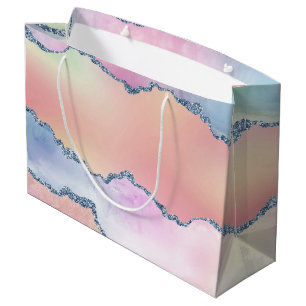 Sacola Para Presentes Grande Peach Agate Bonito Ombro de Aquarela Holográfic