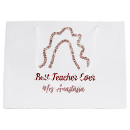 Sacola Para Presentes Grande Peach marron glitter rainbow teacher appreciation 