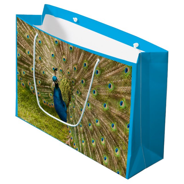 Sacola Para Presentes Grande Peacock com seu belo Saco de Presente de Pena (Frente inclinada)