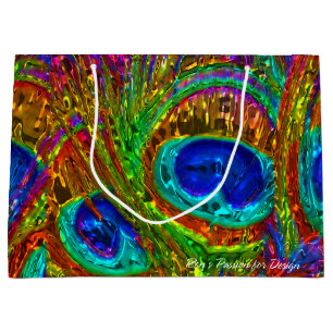 Sacola Para Presentes Grande Peacock Feather Glass Art 1°
