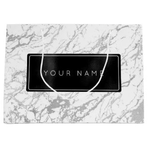 Sacola Para Presentes Grande Pedra Mínima Mínima de Cinzas de Mármore Preta Per