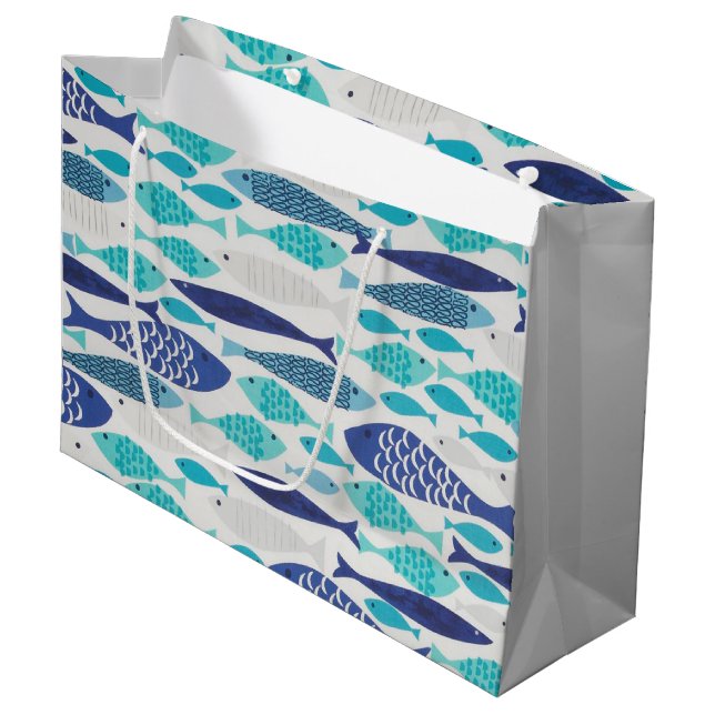 Sacola Para Presentes Grande Peixe azul (Frente inclinada)