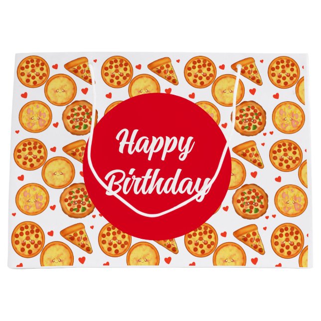 Sacola Para Presentes Grande Peperroni, Queijo E Margherita Pizza (Frente)