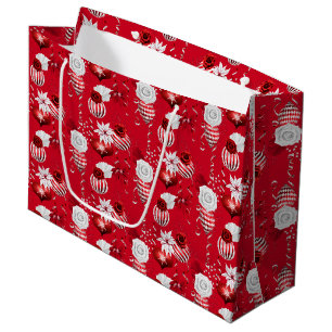Sacola Para Presentes Grande Peppermint de Natal   Fita Floral para Enfeite