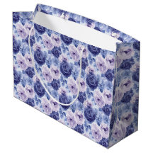 Pequena Escala Tons de Azul Floral Botânico Abstra