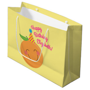 Sacola Para Presentes Grande Pequena Festa de aniversário Cutie Tangerine