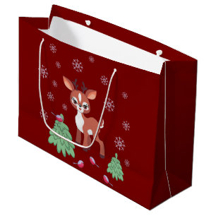 Sacola Para Presentes Grande Pequena Reindeer Bonita Saco-Presente