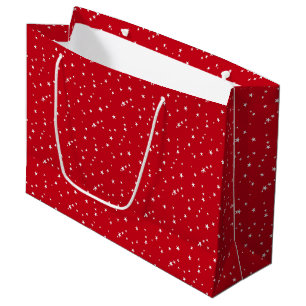 Sacola Para Presentes Grande Pequenas Estrelas Brancas no Natal Vermelho