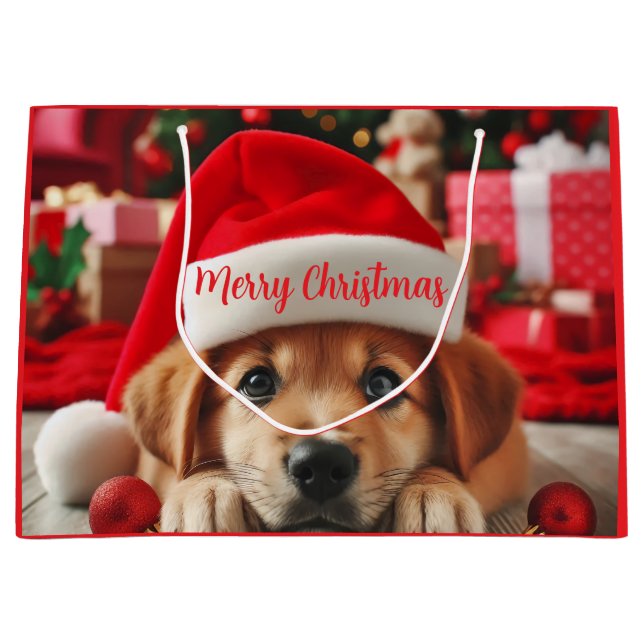 Sacola Para Presentes Grande Pequeno helicóptero de papais noeis (Frente)