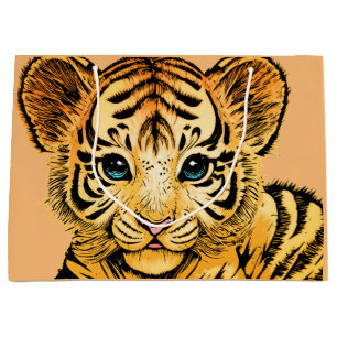 SACOLA PARA PRESENTES GRANDE PEQUENO TIGRE