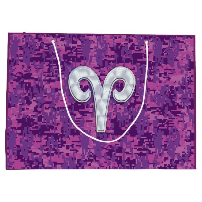 Sacola Para Presentes Grande Pérola como a camuflagem do rosa do sinal do (Verso)