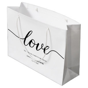 Sacola Para Presentes Grande Personalizado de Casamento de Script de Amor Simpl