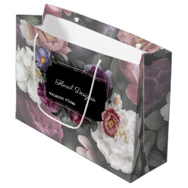 Sacola Para Presentes Grande Personalizado do Designer Floral Elegante