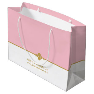 Sacola Para Presentes Grande Personalizado Dourado Rosa Elegante