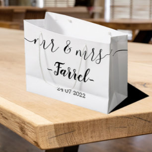 Sacola Para Presentes Grande Personalizado Sr. e Sra. Casamento Grande Saco de