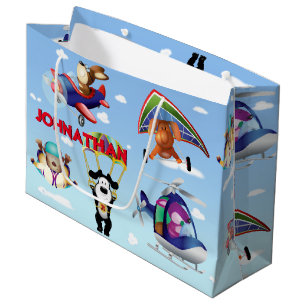 Sacola Para Presentes Grande Personalizar Cães Na Aviação