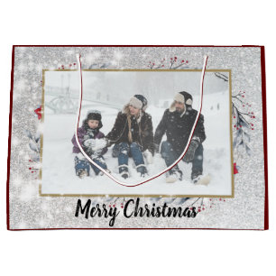 Sacola Para Presentes Grande Personalizar Foto Feliz Fúria de Natal