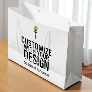 Sacola Para Presentes Grande Personalizável Empresa Comercial 12x9" em Branco