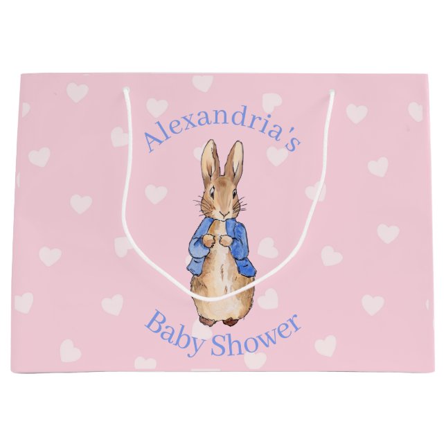 Sacola Para Presentes Grande Personalize Coelhinho clássico para chá de bebê (Frente)