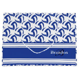 Sacola Para Presentes Grande Personalize o voleibol azul escuro