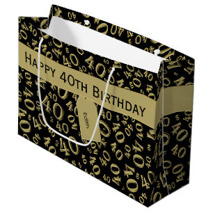 Sacola Para Presentes Grande Personalize: Ouro do aniversário de 40 anos/tema