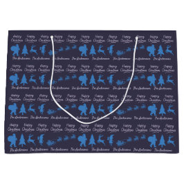 Sacola Para Presentes Grande Personalized Christmas Gift Bag - Silhouette Santa