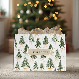 Sacola Para Presentes Grande Personalized Christmas Tree Name Gift Bag